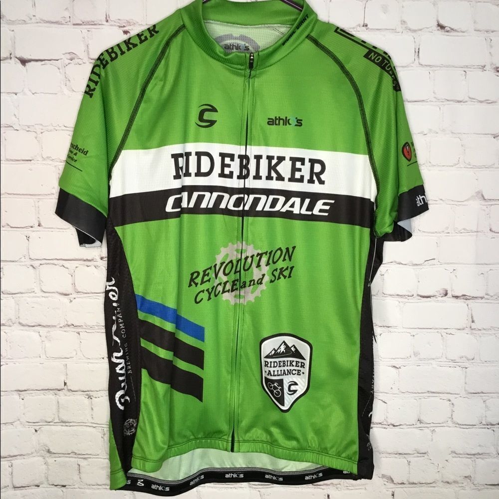Athlos Cycling Jersey,‎ Women's XL Full Zip Ridebiker Cannondale Green.